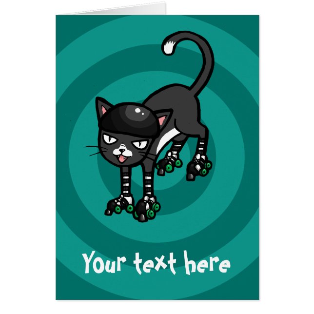 Black white cat Rollerskates customisable template (Front)