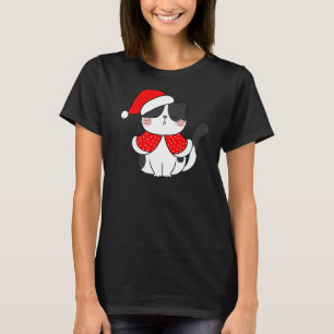 Black White Cat Santa Hat Christmas Cat  Bah humbu T-Shirt
