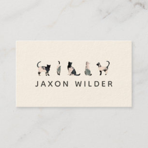 Black White Cat Silhouette Cloud Minimal Business Card