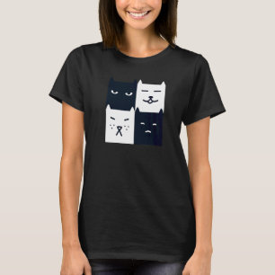 Black & White Cat Unique Square Chess Board Aesthe T-Shirt