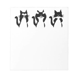 Black & White Cats Three Wise Kitties Notepad
