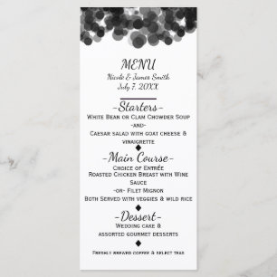 Black & White Caviar Dots Modern Wedding Menu