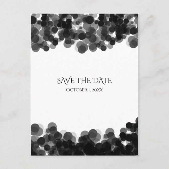 Black & White Caviar Dots Wedding Save The Date Announcement Postcard (Front)