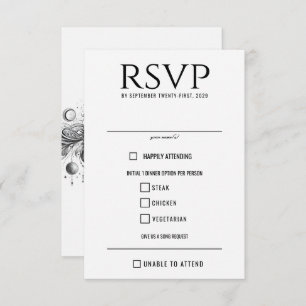 Black & White Celestial Food Choices RSVP Card