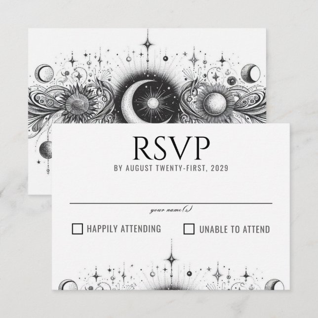 Black & White Celestial RSVP Card (Front/Back)