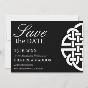 Black & White Celtic Knot Simple Handfasting Save The Date