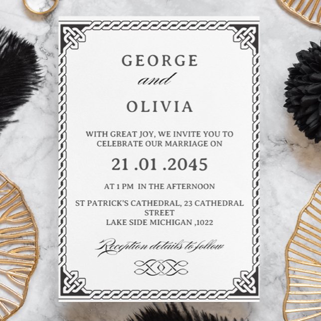 Black White Celtic Knot Wedding Invitation (Creator Uploaded)