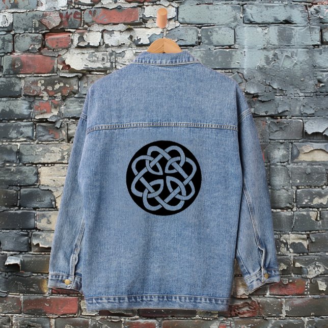 Black White Celtic Knot work Circle Symbol Denim Jacket (Creator Uploaded)