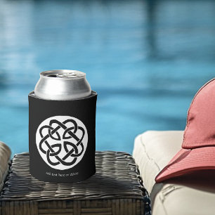 Black White Celtic Knotwork Circle Symbol Can Cooler