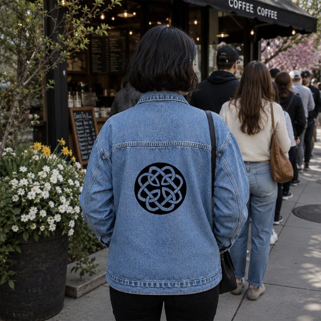 Black White Celtic Knotwork Circle Symbol Denim Jacket (Creator Uploaded)