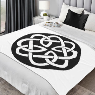Black White Celtic Knotwork Circle Symbol Fleece Blanket