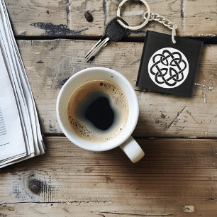 Black White Celtic Knotwork Circle Symbol Key Ring