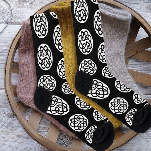 Black White Celtic Knotwork Circle Symbol Socks