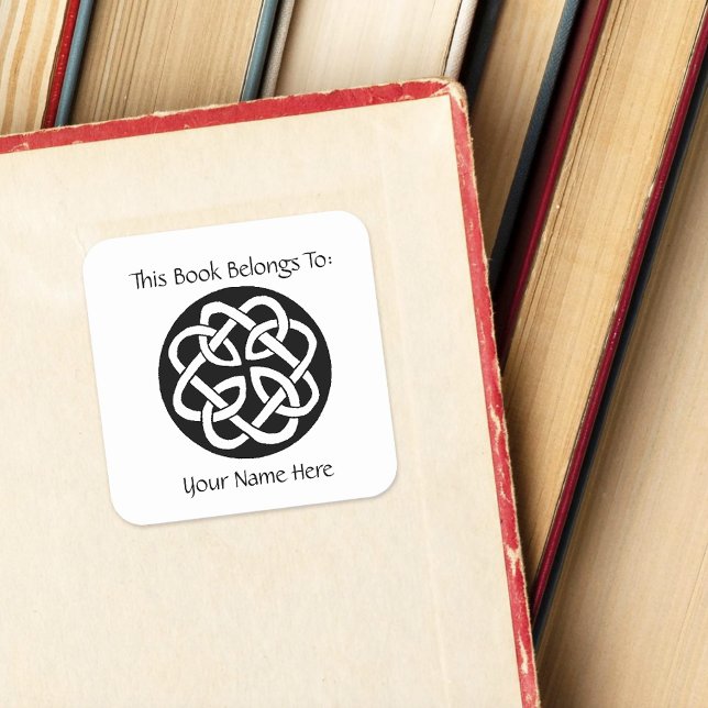 Black White Celtic Knotwork Circle Symbol Square Sticker (Creator Uploaded)