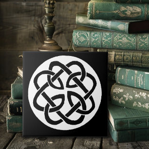 Black White Celtic Knotwork Circle Symbol Tile