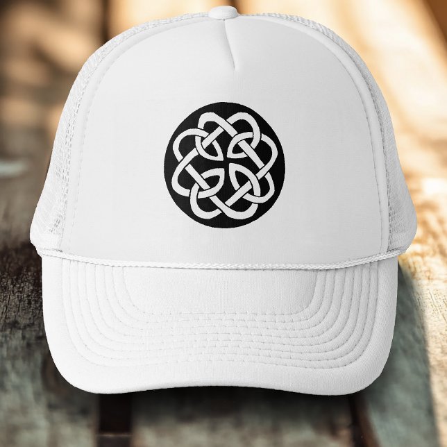 Black White Celtic Knotwork Circle Symbol Trucker Hat (Creator Uploaded)