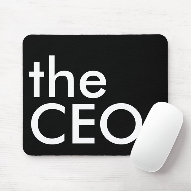 Black White CEO Bold Executive Typography Mouse Mat (With Mouse)