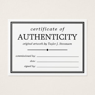 Black White Certificate of Authenticity