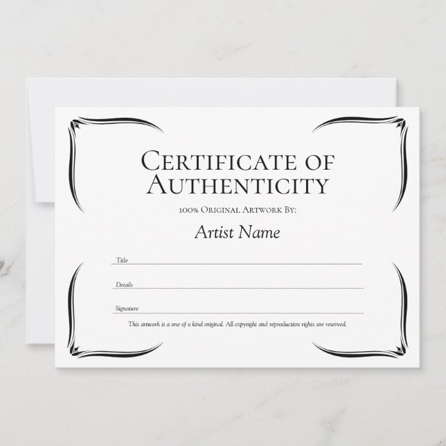 Black & White Certificate of Authenticity Template (Front)