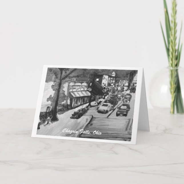 Black & White Chagrin Falls Ohio Greeting Card (Front)