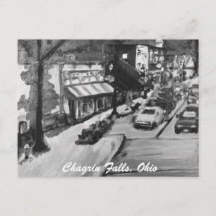 Black & White Chagrin Falls Ohio Painting Postcard