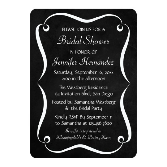 Black & White Chalkboard Bridal Shower Invitation
