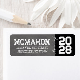 Black & White Chalkboard Graduation Return Address