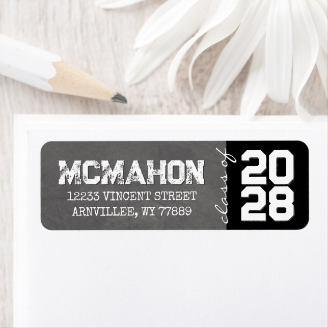 Black & White Chalkboard Graduation Return Address (Insitu)