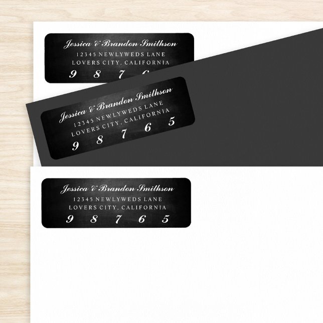 Black White Chalkboard Return Address Labels (Creator Uploaded)