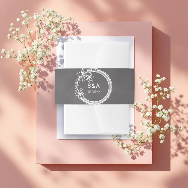 Black White Chalkboard Wedding  Invitation Belly Band (Creator Uploaded)