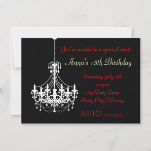 Black & White Chandelier Elegant Party Invitation
