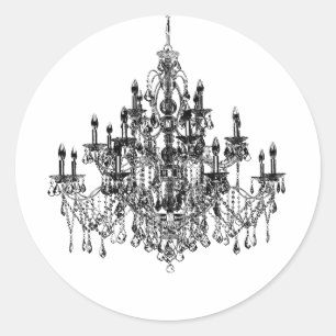 Black White Chandelier Envelope Seal Sticker Label