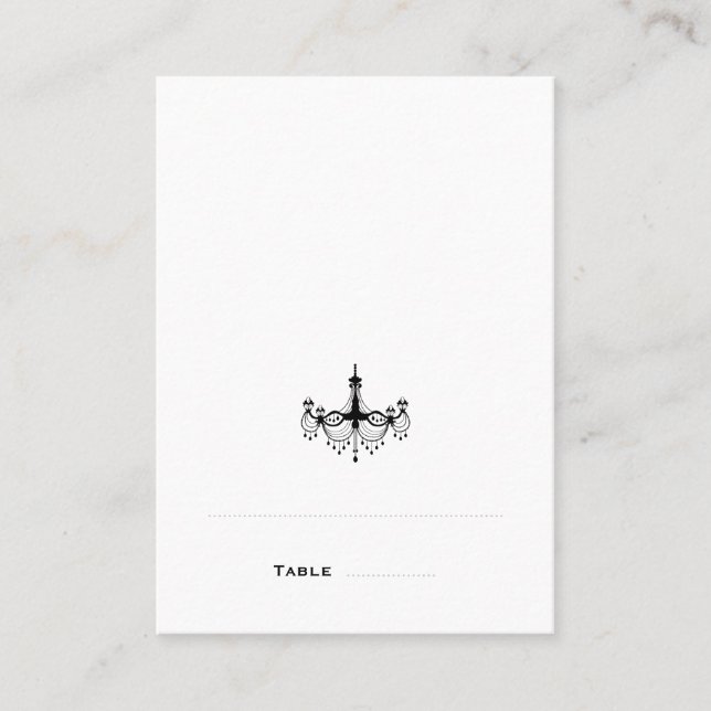 Black & White Chandelier Folded Place Cards (Front)