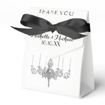 Black White Chandelier Names Date Wedding Favour