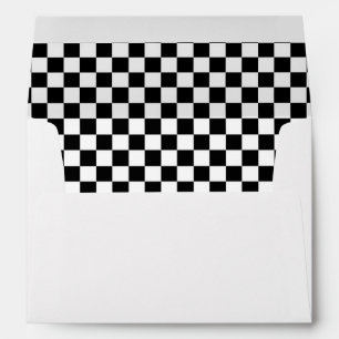 Black White Check Pattern Racing Theme Birthday Envelope