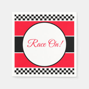 Black White Check With Red Napkin