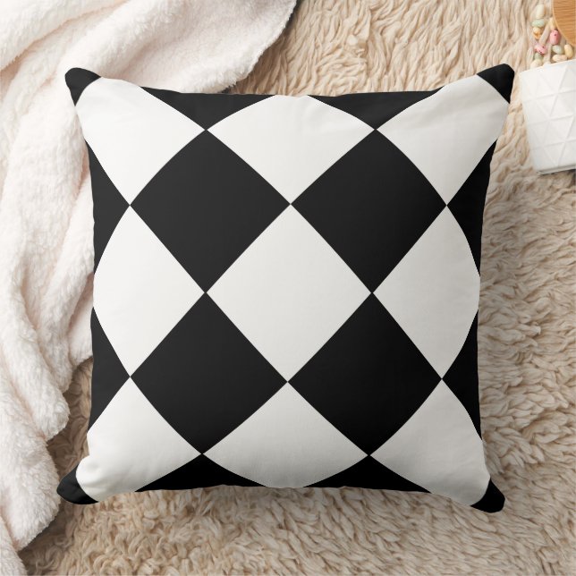 Black & White Checkboard Pattern Simple Art Cushion (Blanket)