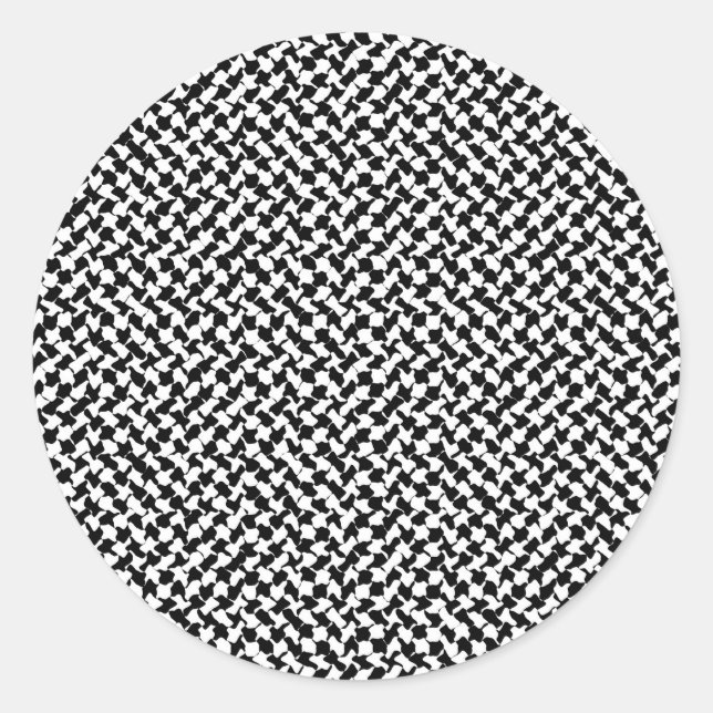 Black White Checker Board Classic Round Sticker (Front)
