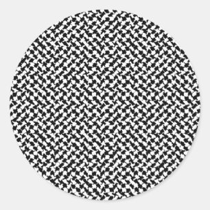 Black White Checker Board Classic Round Sticker