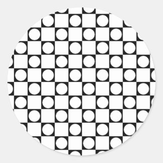 Black & White Checkers & Circle Classic Round Sticker