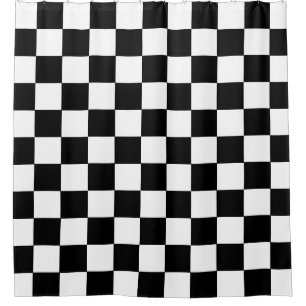 Black White Checkers Shower Curtain