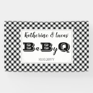 Black   White Checks Baby Q BBQ Shower  Banner