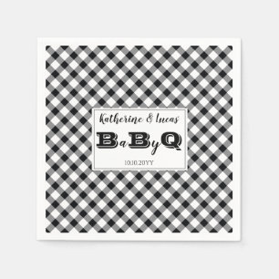Black   White Checks Baby Q BBQ Shower Napkins