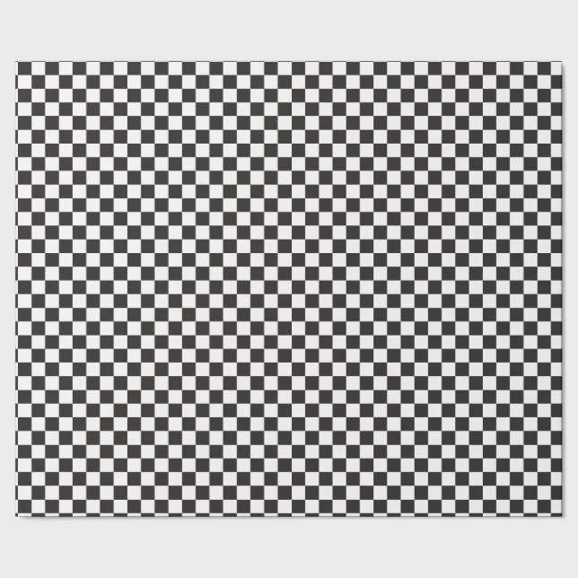 Black & [White] Checks Small Chequerboard Checkers Wrapping Paper (Seam)