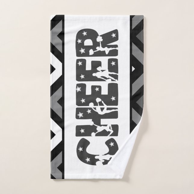 Black & White Cheer Star Cheering Girl Silhouette Hand Towel (Hand Towel)