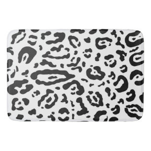 Black & White Cheetah Leopard Animal Print Bath Mat