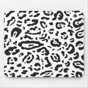 Black & White Cheetah Leopard Animal Print   Mouse Mat
