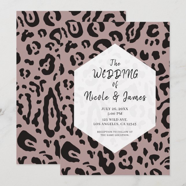 Black & White Cheetah Leopard Chic Wedding   Invit Invitation (Front/Back)