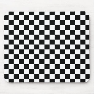 Black & White Chequerboard Background Mouse Mat