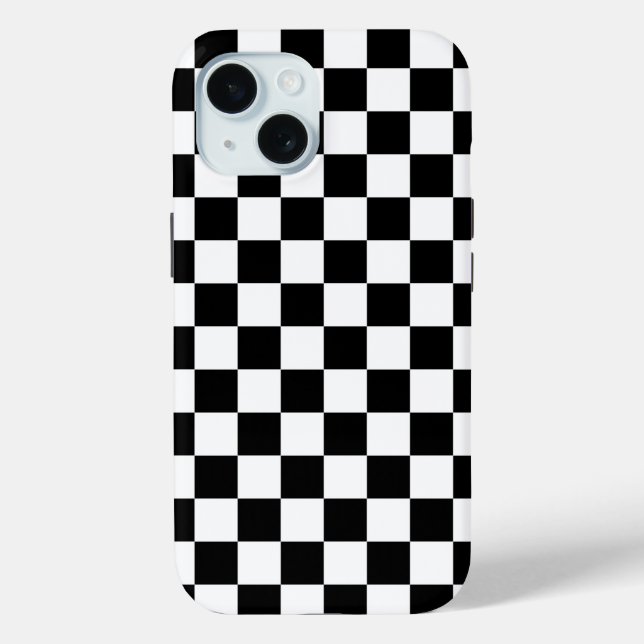 Black White Chequerboard Chequered Checked Check Case-Mate iPhone Case (Back)